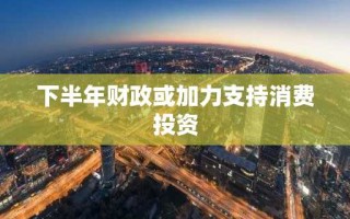 下半年财政或加力支持消费投资