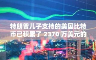 特朗普儿子支持的美国比特币已积累了 2370 万美元的比特币